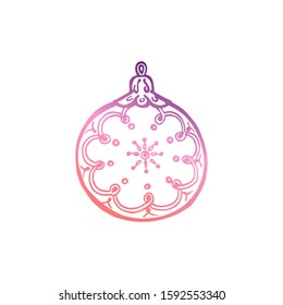 Christmas hand drawn ball isolated on white background. New Year gradient decoration. Vector illustration