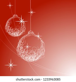 christmas hand drawn ball in the red background