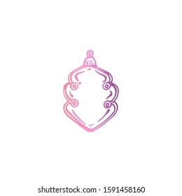 Christmas hand drawn bauble isolated on white background. New Year cone shaped gradient decoration. Vector illustration