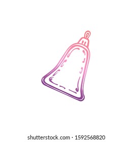 Christmas hand drawn bauble isolated on white background. New Year bell shaped gradient decoration. Vector illustration