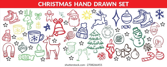 Christmas hand drawn big set. Christmas design set 