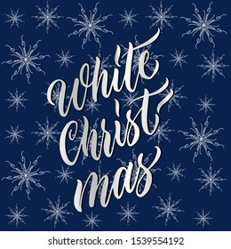 Christmas hand drawn calligraphy with snowflakes. Winter vector for poster, print, banner, blog, social media. Calligraphy New Year greeting card.