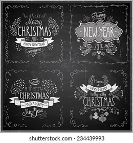 Christmas hand drawn card set - Chalkboard.