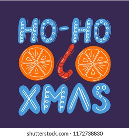 Christmas hand drawn card. Vector elements with winter design.