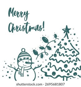 Handgezeichnete Weihnachtskarte. Vektor-Set mit Weihnachtselementen