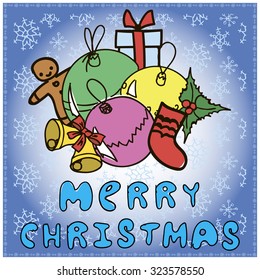 Christmas hand drawn card. Vector illustration. Merry Christmas. 2016Hand lettering. Hand drawn inspirational quote.