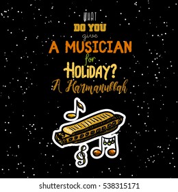 Christmas hand drawn card. Vector illustration. Christmas Funny quote text