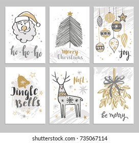 Christmas Hand Drawn Cards Christmas Trees Stock Vector (Royalty Free ...