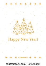 Christmas hand drawn cards with Christmas trees, snowflakes, balls and wreath. Vector illustration.