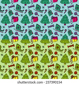 Christmas hand drawn color seamless