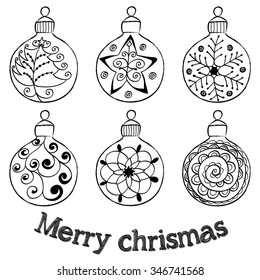 Christmas hand drawn decorations vector