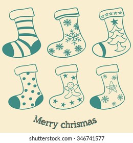 Christmas hand drawn decorations vector