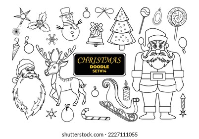 Christmas hand drawn doodle. Merry Christmas Digital Stamp Set.