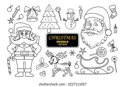 Christmas hand drawn doodle. Merry Christmas Digital Stamp Set.