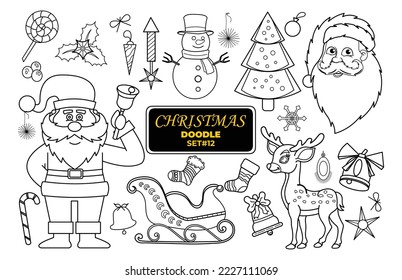 Weihnachtshandgezeichnet. Frohe Weihnachten-Digital-Stempel-Set.