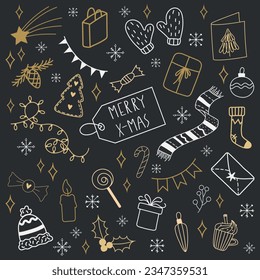 Christmas hand drawn doodle set