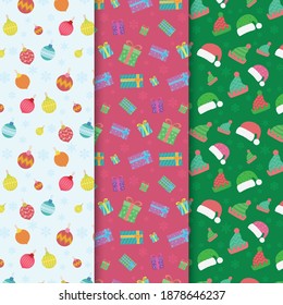 Christmas hand drawn flat pattern collection