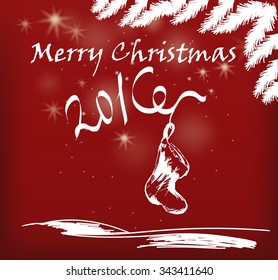 Christmas hand drawn fur tree. Vector illustration for Xmas design.