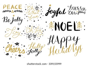 Christmas hand drawn holiday lettering collection