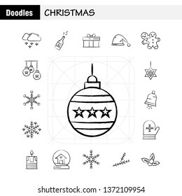 Christmas Hand Drawn Icon for Web, Print and Mobile UX/UI Kit. Such as: Cloud, Cloudy, Star, Christmas, Beer, Christmas, Wine, Drink, Pictogram Pack. - Vector