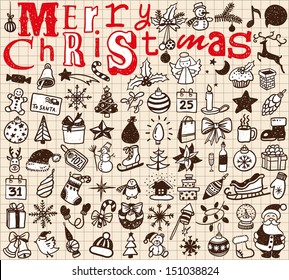 Christmas hand drawn icon's set