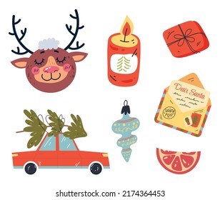 Christmas hand drawn isolated design graphic set