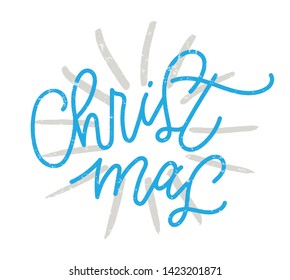 Christmas hand drawn lettering. Christmas calligraphy phrase. Modern lettering for cards, posters, t-shirts, etc. Holiday sketch banner, poster, greeting card design element. Winter holiday banner.