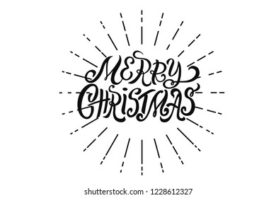 Christmas hand drawn lettering concept for designing holiday greeting card, poster, banner, logo, icon, invitation for New Year and Christmas event. Winter celebration quotation "Merry Christmas"