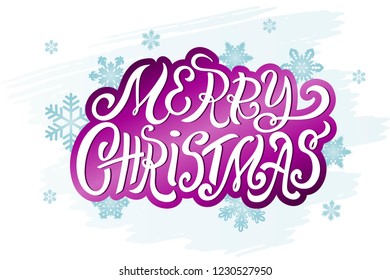 Christmas hand drawn lettering concept for designing holiday greeting card, poster, banner, logo, icon, invitation for New Year and Christmas event. Winter celebration quotation "Merry Christmas"