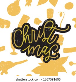Christmas hand drawn lettering. Handdrawn typography. Winter holiday sketch banner, poster, design element for cards, posters, t-shirts, etc. with handdrawn elements.