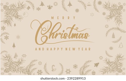 Christmas hand drawn lettering. christmas icon background, Christmas balls, candles, pomanders and stars. Typography christmas card design. Vector illustration.Xmas isolated calligraphy for Banner