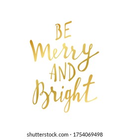 Christmas hand drawn lettering, phrase. Gold Handwritten calligraphy Christmas wishes for holiday greeting card, banner, poster. Vector illustration EPS10