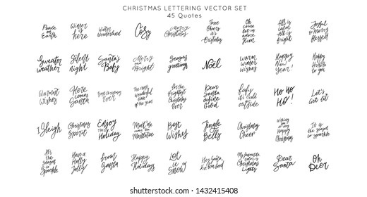 Christmas Hand drawn lettering quote templates bundle. Unique vector script collection of posters. Custom 
typography print for t shirts,bags,posters,merch,banners.