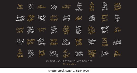 Christmas Hand drawn lettering quote templates bundle. Unique vector script collection of posters. Custom 
typography print for t shirts,bags,posters,merch,banners.