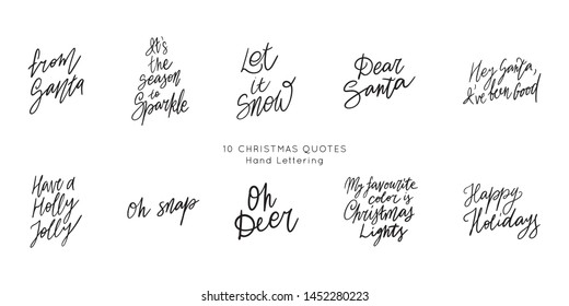 Christmas Hand drawn lettering quote templates bundle. Unique vector script collection of posters. Custom 
typography print for t shirts,bags,posters,merch,banners.