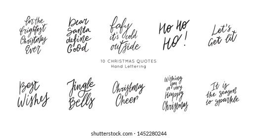 Christmas Hand drawn lettering quote templates bundle. Unique vector script collection of posters. Custom 
typography print for t shirts,bags,posters,merch,banners.