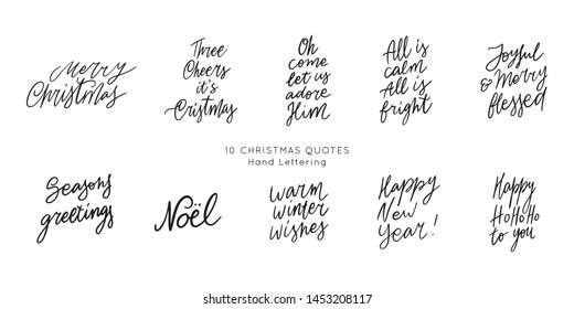Christmas Hand drawn lettering quote templates bundle. Unique vector script collection of posters. Custom 
typography print for t shirts,bags,posters,merch,banners.