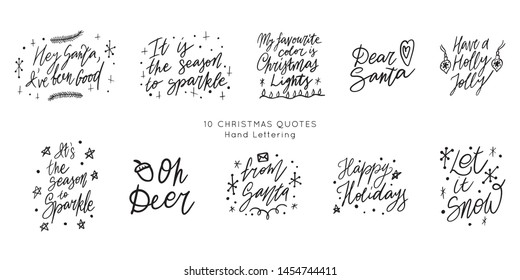 Christmas Hand drawn lettering quote templates bundle. Unique vector script collection of posters. Custom 
typography print for t shirts,bags,posters,merch,banners.