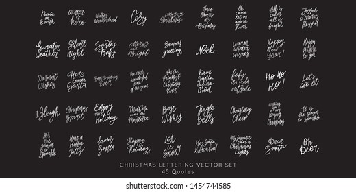 Christmas Hand drawn lettering quote templates bundle. Unique vector script collection of posters. Custom 
typography print for t shirts,bags,posters,merch,banners.