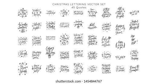 Christmas Hand drawn lettering quote templates bundle. Unique vector script collection of posters. Custom 
typography print for t shirts,bags,posters,merch,banners.