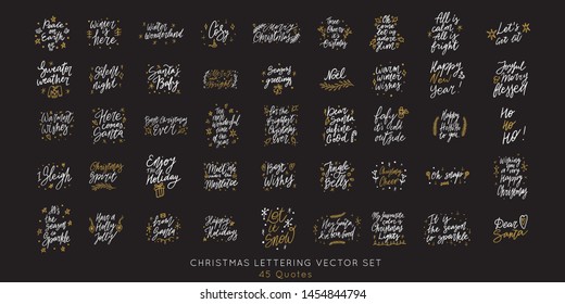 Christmas Hand drawn lettering quote templates bundle. Unique vector script collection of posters. Custom 
typography print for t shirts,bags,posters,merch,banners.