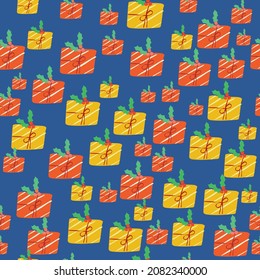 Christmas hand drawn seamless pattern vector and illustrations