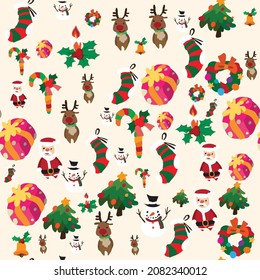 Vectores e ilustraciones de patrones sin fisuras dibujados a mano en Navidad