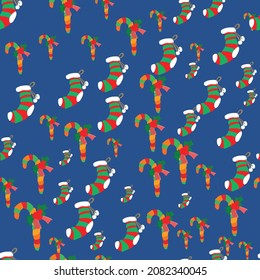 Christmas hand drawn seamless pattern vector and illustrations
