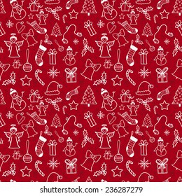 Christmas hand drawn seamless pattern. Vector eps10.