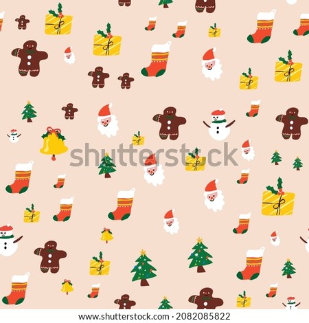 Christmas hand drawn seamless pattern vector and illustration
