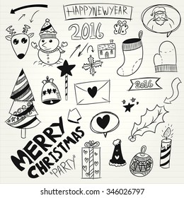 Christmas hand drawn set