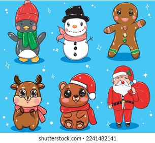 Christmas hand drawn set of various shapes, can be used for ornament and decoration
