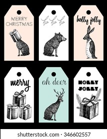 christmas hand drawn tags