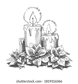 Christmas hand drawn vector elements. Sketch illustration with xmas decoration.